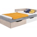 Sigma SI15 łóżko 90x200 beton/biały/dąb
