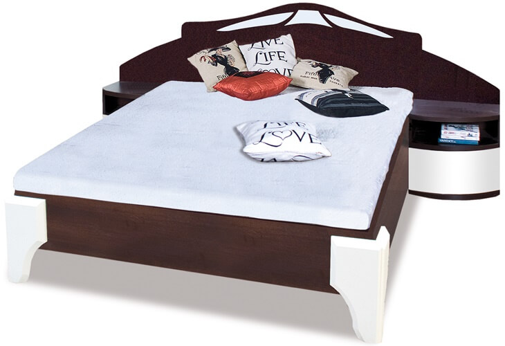 Dome łóżko 160 cm z szafkami nocnymi sosna laredo biały połysk