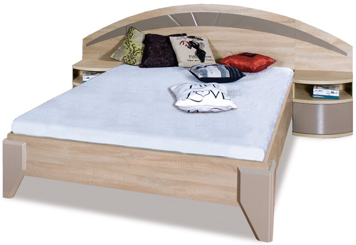 Dome łóżko 160 cm z szafkami nocnymi sonoma połysk cappuccino