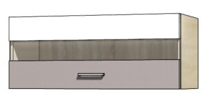 Global glo 39g szafka 90 cm górna klapa niska z szybą sonoma biały połysk szary