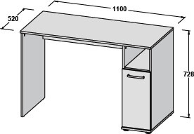 FORQUICK CPLB21N biurko młodzieżowe 110 cm dąb sonoma wymiary