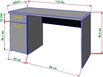 WINNIE WNB935 biurko 110 cm z szufladą wymiary
