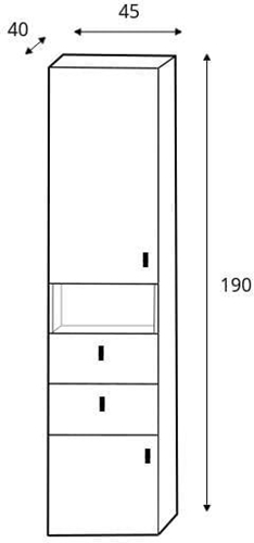 PLANET PL4 szafa 45 cm bieliźniarka z półkami i szufladami młodzieżowa techniczny