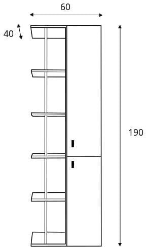 PLANET PL5 regał 60 cm z półkami i drzwiczkami techniczny