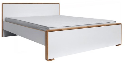 Bari łóżko LOZ/160 biały/dąb naturalny/biały wysoki połysk