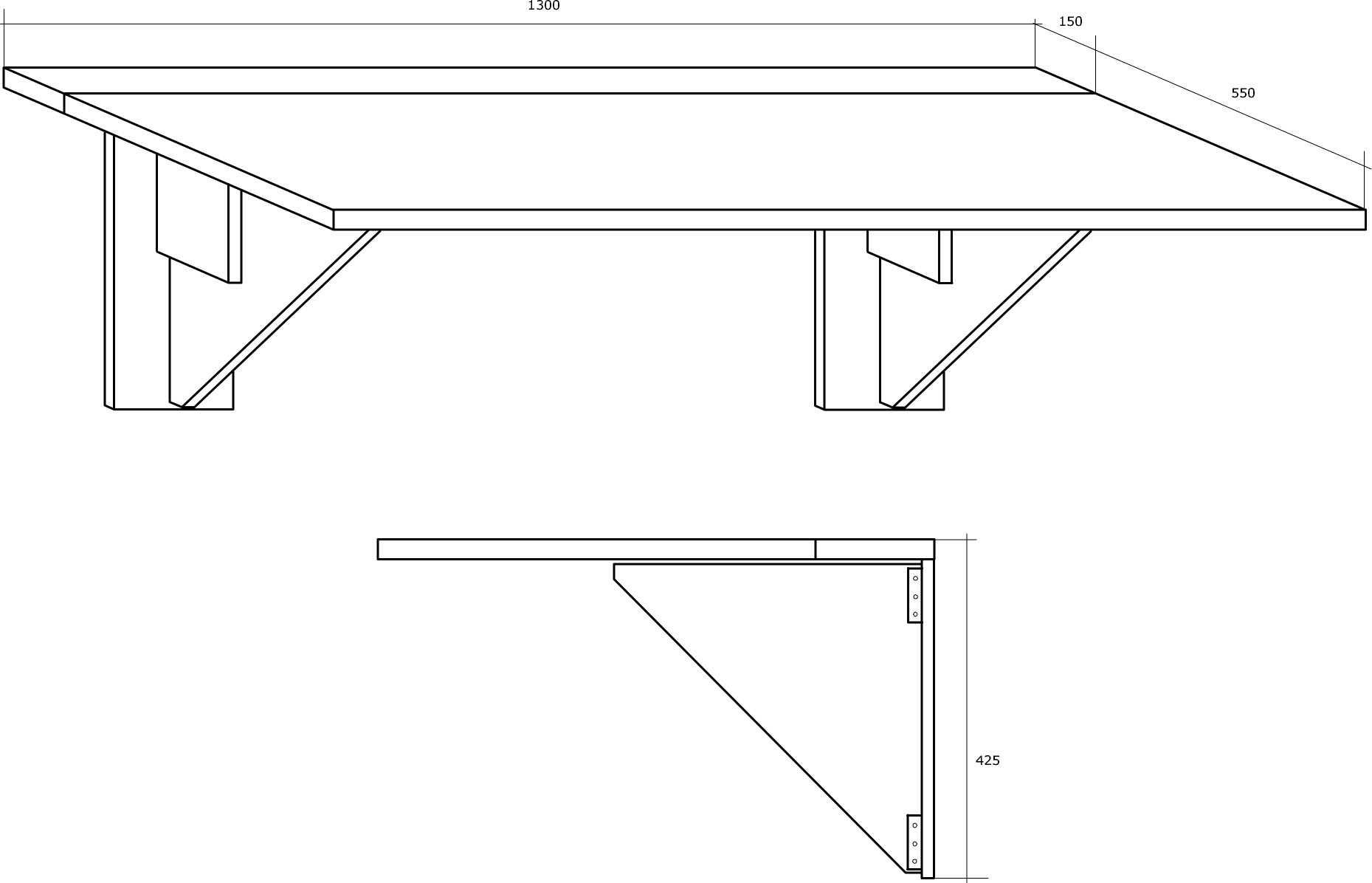EXPERT 9 stolik 18 cm - 70 cm ścienny rozkładany kuchenny