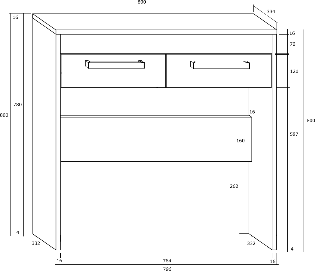 MAXIMUS 42 toaletka 80 cm z szufladami