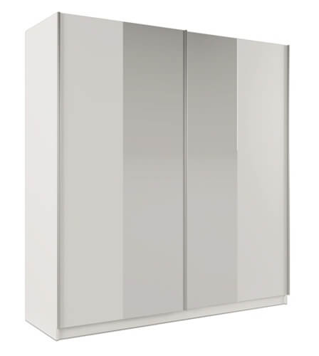 Praga 200 szafa garderoba 200 cm z lustrem i półkami biały